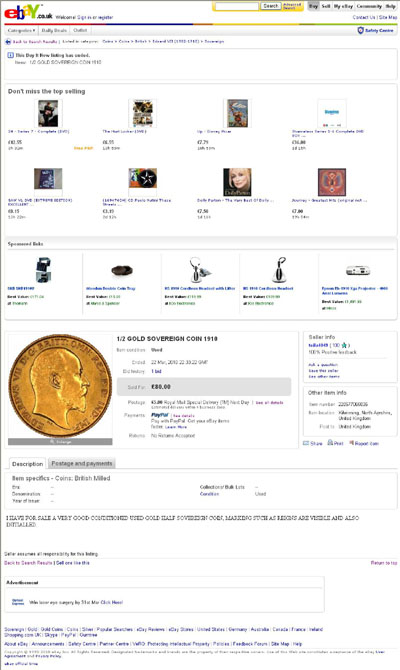 teila4049 eBay Listing Using our Mint Condition Half Sovereign Obverse PhotographsPhotographs